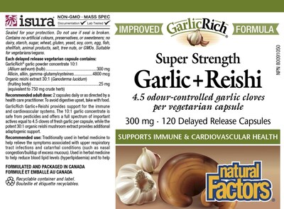 Foto 5 | Complementa Natural Factors Garlicrich Con Reishi 120 Cápsulas - Venta Internacional.