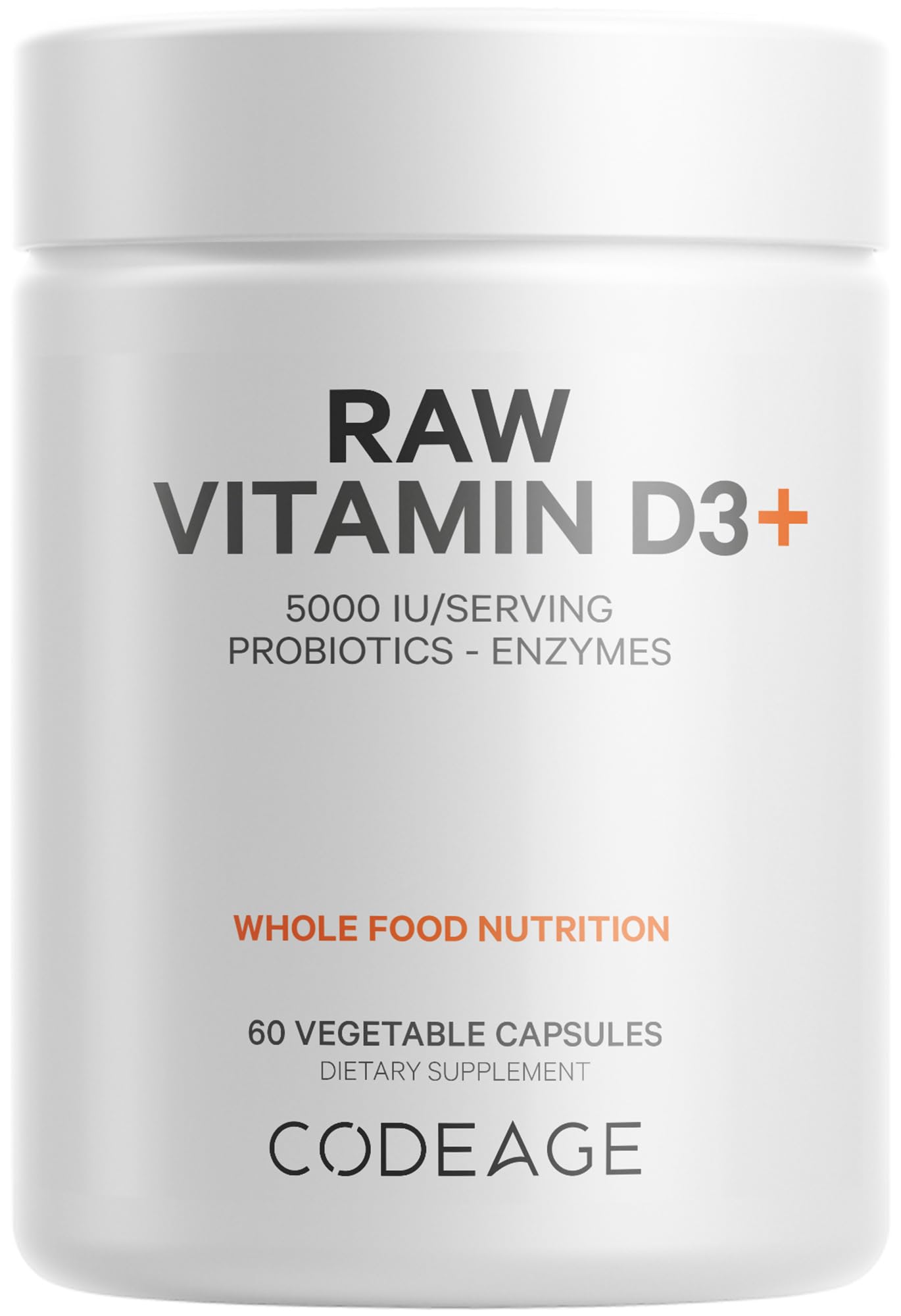 Foto 1 | Suplemento Codeage De Vitamina D3+ Sin Procesar, 5000 Ui, 60 Cápsulas - Venta Internacional.