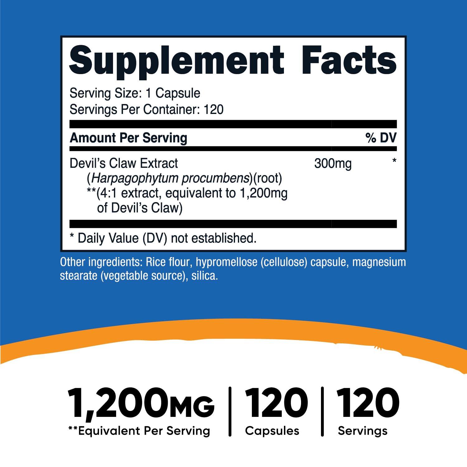 Foto 3 pulgar | Suplemento Nutricost Extracto De Garra Del Diablo 1200 Mg 120 Cápsulas - Venta Internacional.