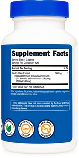 Foto 5 | Suplemento Nutricost Extracto De Garra Del Diablo 1200 Mg 120 Cápsulas - Venta Internacional.