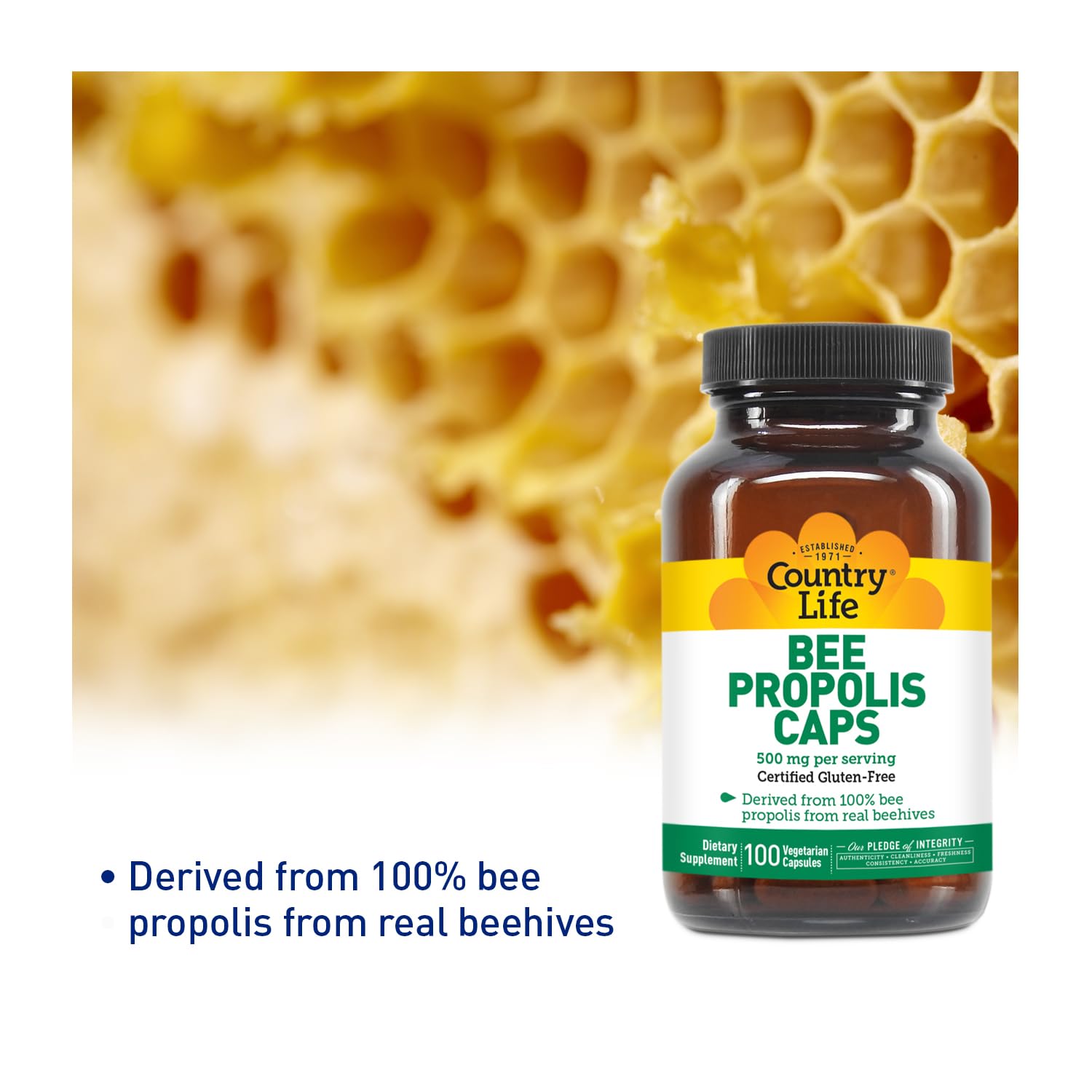 Foto 3 pulgar | Suplemento Country Life Pure Bee Propolis 500 Mg 100 Cápsulas - Venta Internacional.