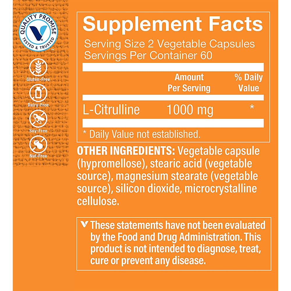 Foto 4 pulgar | Suplemento De L-citrulina The Vitamin Shoppe, 1000 Mg, 120 Cápsulas - Venta Internacional.