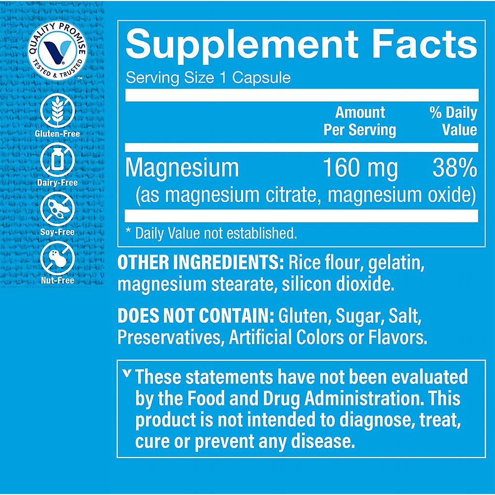 Foto 4 pulgar | Suplemento The Vitamin Shoppe De Citrato De Magnesio 160 Mg 100 Cápsulas - Venta Internacional.