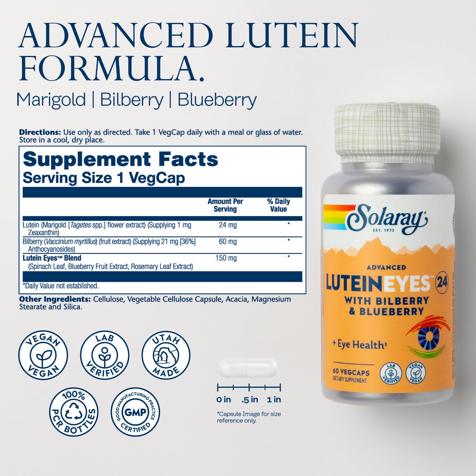 Foto 3 pulgar | Suplementos Solaray Advanced Lutein Eyes 24 Mg Eye Health - Venta Internacional.