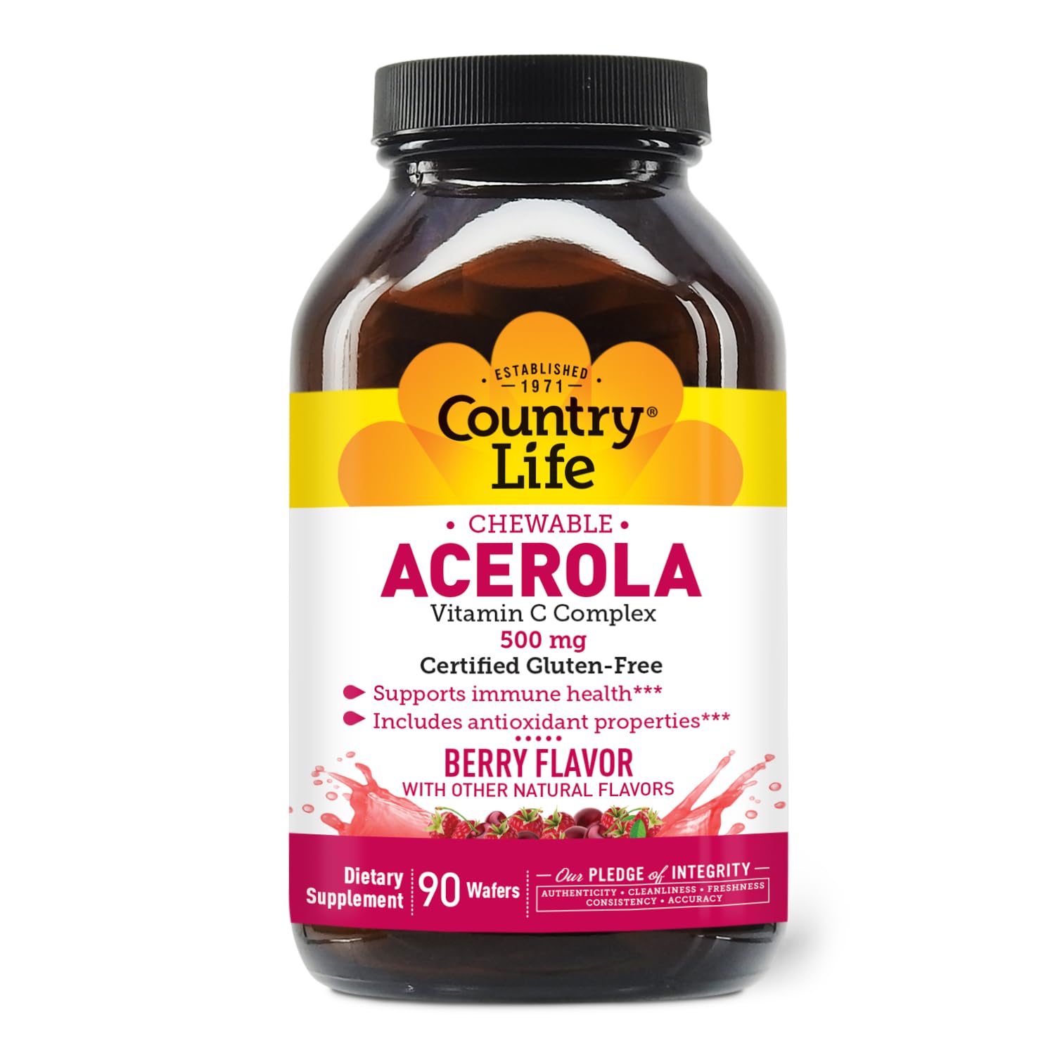 Foto 2 pulgar | Obleas Masticables Con Vitamina C Country Life Acerola 500 Mg 90 Unidades - Venta Internacional.