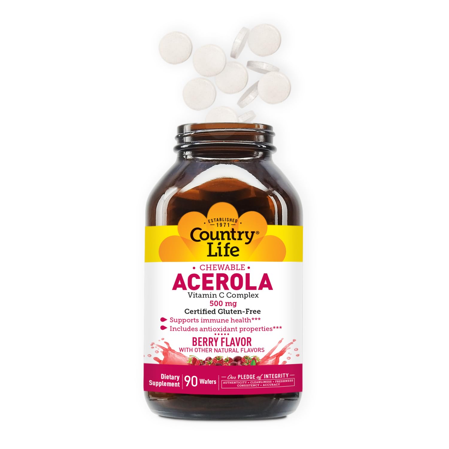 Foto 7 pulgar | Obleas Masticables Con Vitamina C Country Life Acerola 500 Mg 90 Unidades - Venta Internacional.
