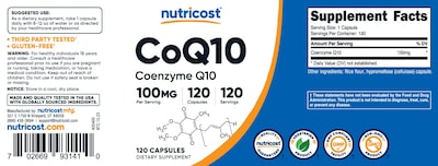 Foto 6 | Suplemento Nutricost Coq10 100 Mg 120 Cápsulas Vegetarianas - Venta Internacional.