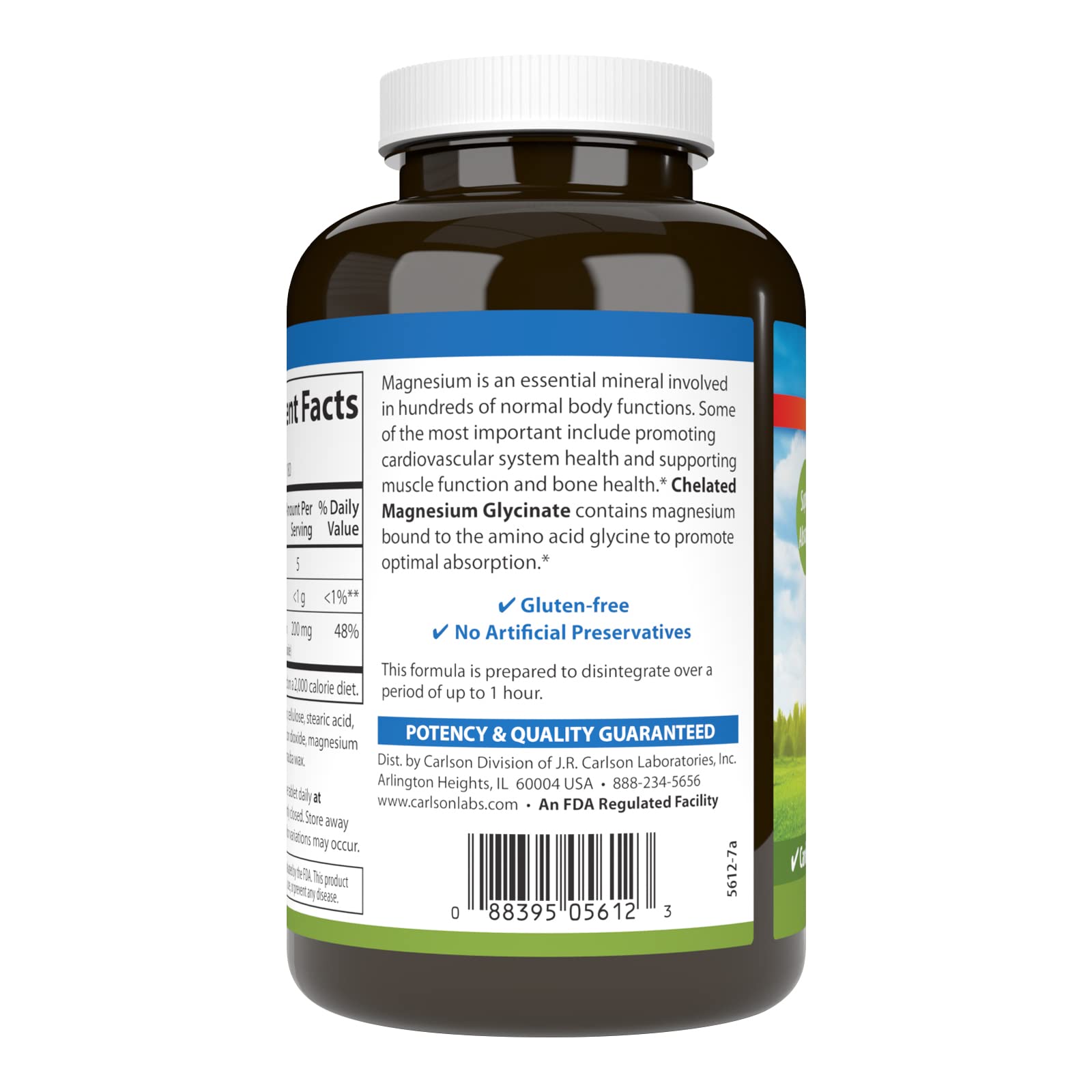 Foto 3 | Suplemento Carlson De Magnesio Quelado 200 Mg 180 Tabletas - Venta Internacional.