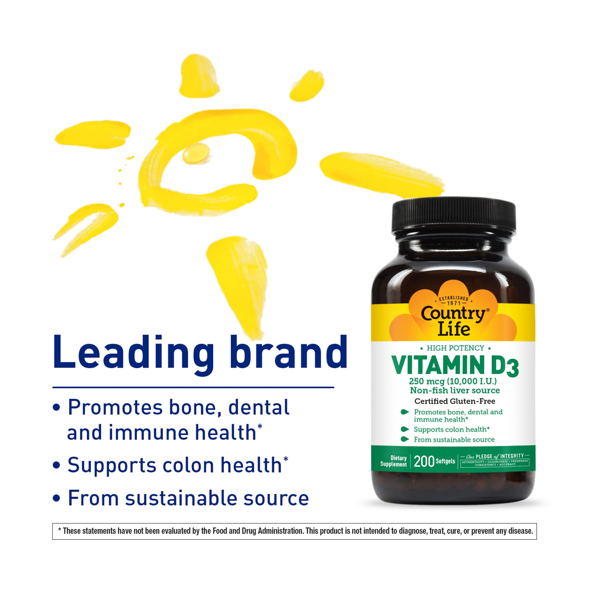 Foto 4 | Suplemento Country Life De Vitamina D3, 10 000 Ui, 200 Cápsulas Blandas - Venta Internacional.