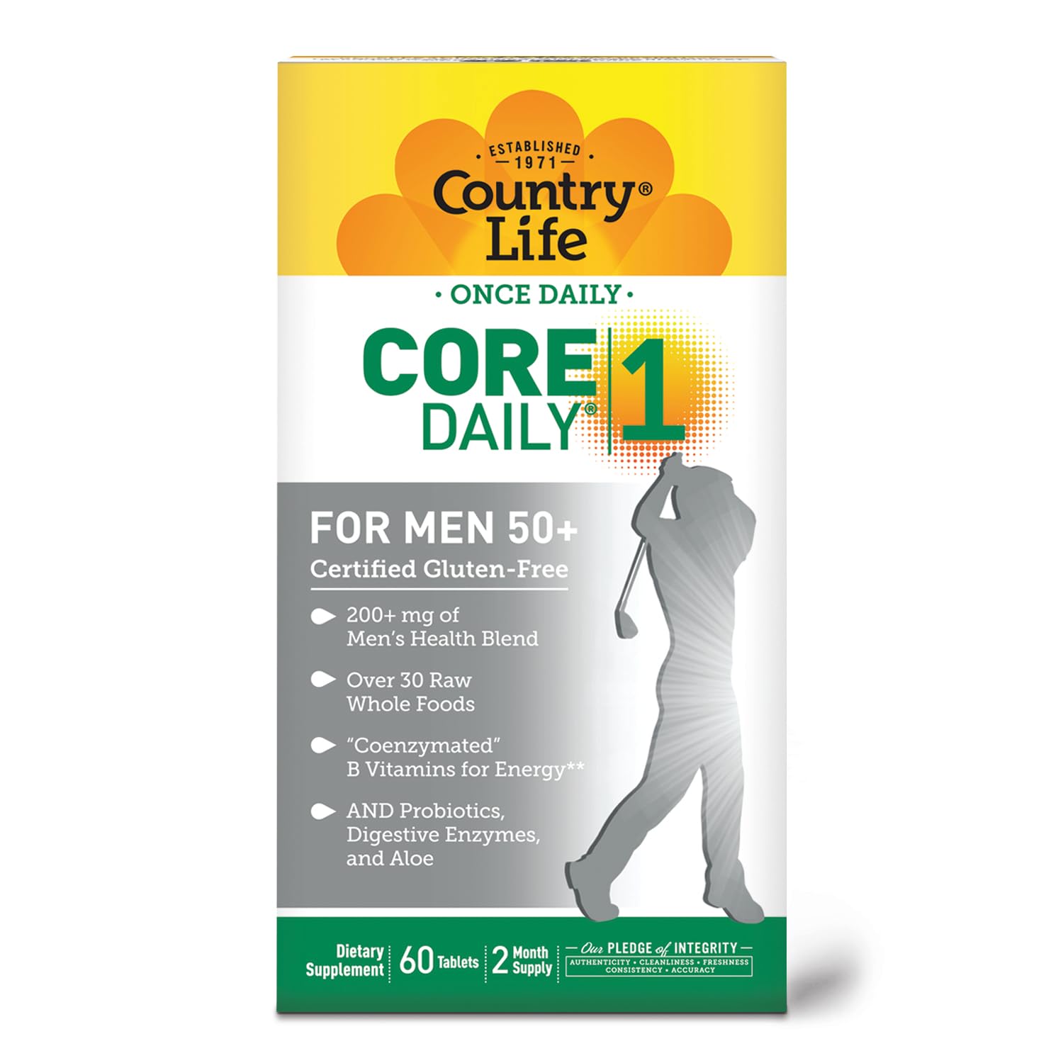 Foto 6 pulgar | Multivitamínico Country Life Core Daily-1 Para Hombres De 50 A Más De 60 Comprimidos - Venta Internacional.