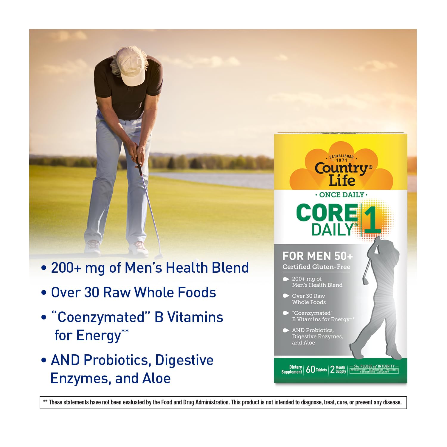 Foto 7 pulgar | Multivitamínico Country Life Core Daily-1 Para Hombres De 50 A Más De 60 Comprimidos - Venta Internacional.
