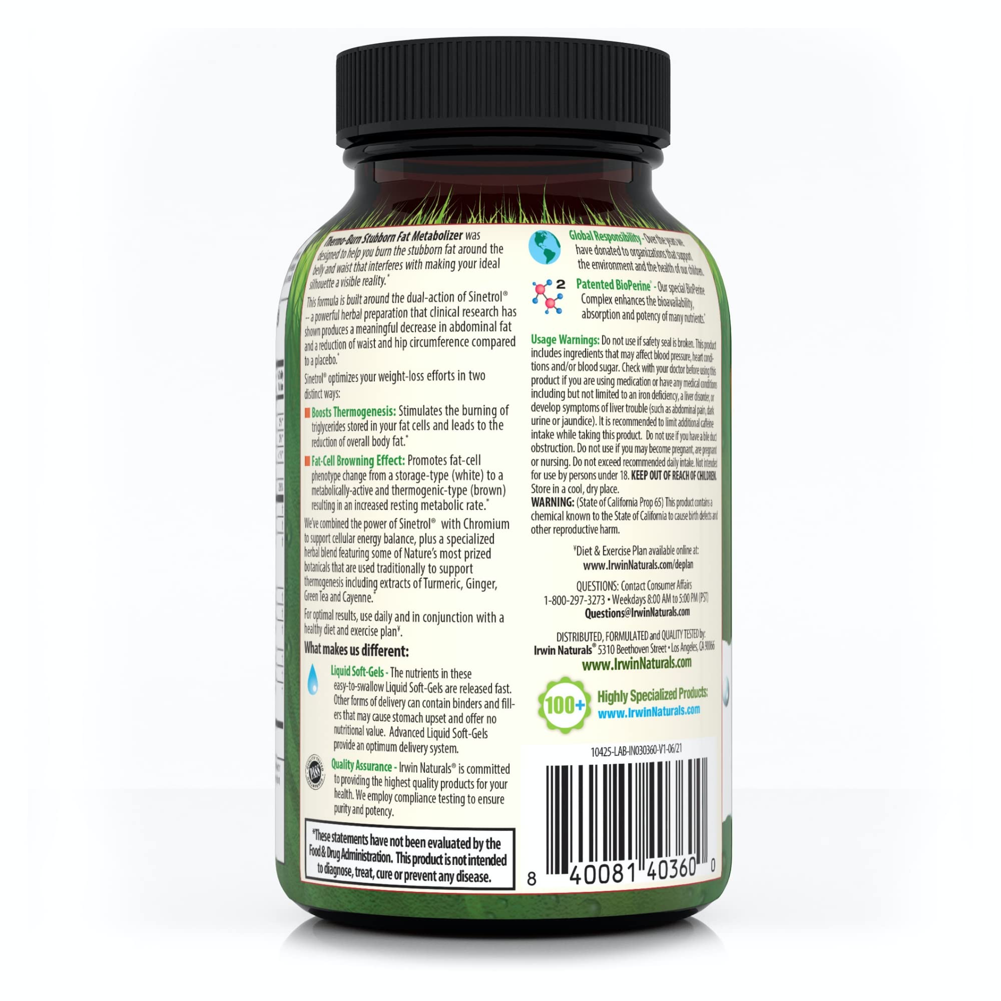 Foto 4 pulgar | Suplemento Irwin Naturals Thermo-burn Stubborn Fat 60 Cápsulas Blandas - Venta Internacional.