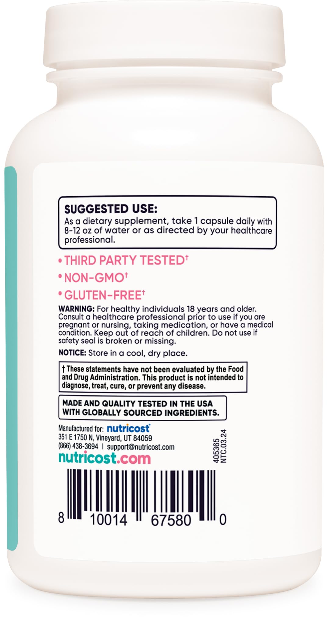 Foto 5 pulgar | Suplemento Nutricost Chasteberry Para Mujer 120 Cápsulas - Venta Internacional.
