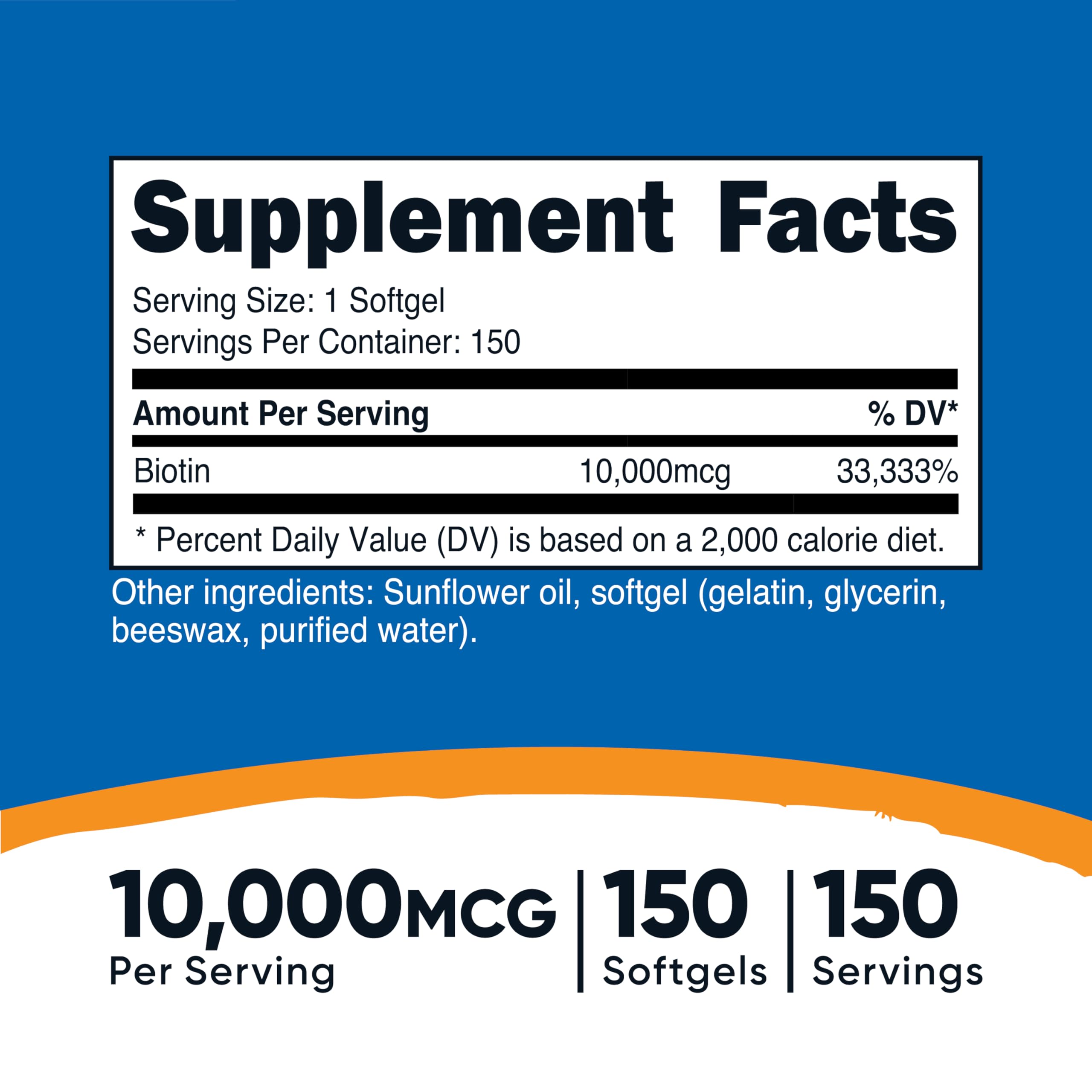 Foto 3 pulgar | Suplemento Nutricost De Biotina, 10.000 Mcg, 150 Cápsulas Blandas, Sin Gluten - Venta Internacional.
