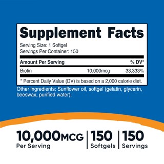 Foto 2 | Suplemento Nutricost De Biotina, 10.000 Mcg, 150 Cápsulas Blandas, Sin Gluten - Venta Internacional.
