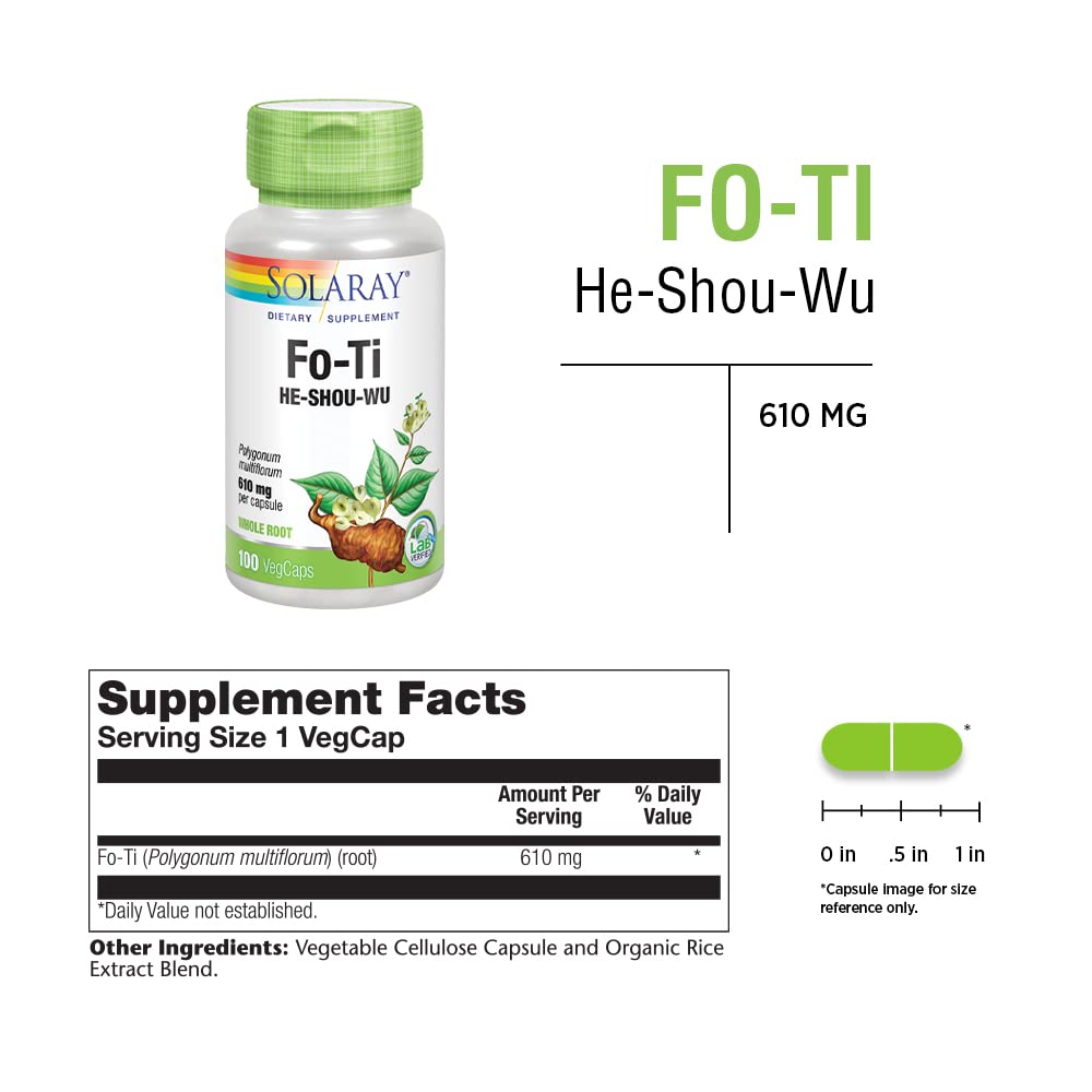 Foto 3 pulgar | Suplemento Solaray Foti Hoshouwu 610 Mg 100 Cápsulas - Venta Internacional.