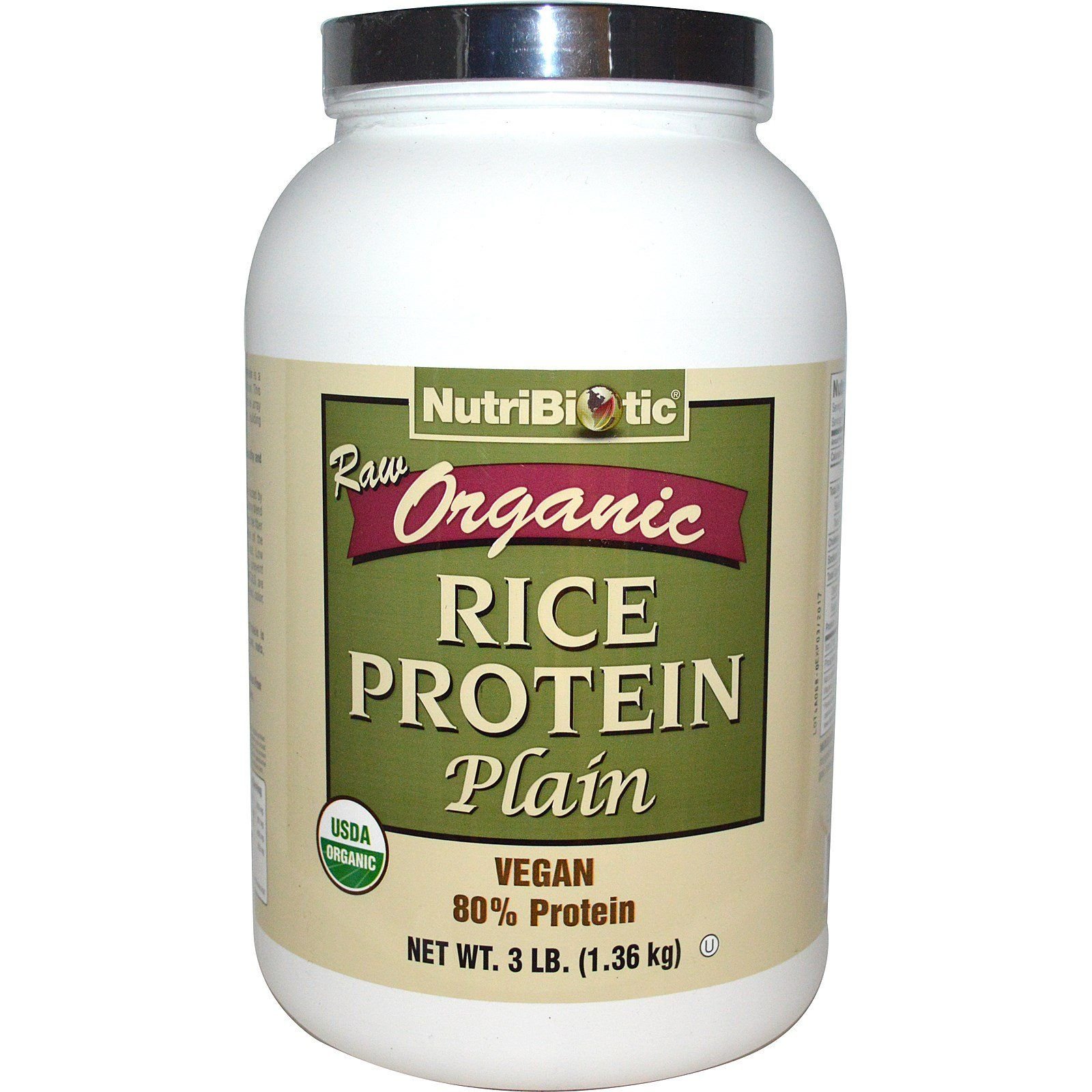 Foto 2 pulgar | Proteína De Arroz Orgánica Nutribiotic Plain 1,36 Kg (3 Libras) - Venta Internacional.