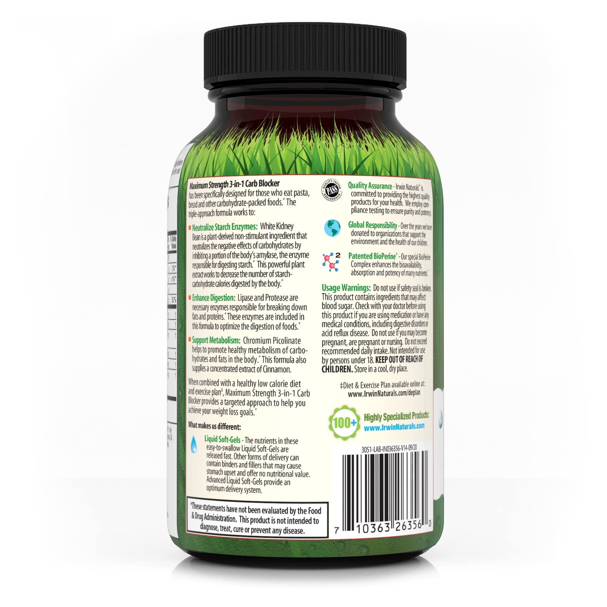 Foto 4 pulgar | Suplemento: Bloqueador De Carbohidratos 3 En 1 De Máxima Potencia De Irwin Naturals - Venta Internacional.