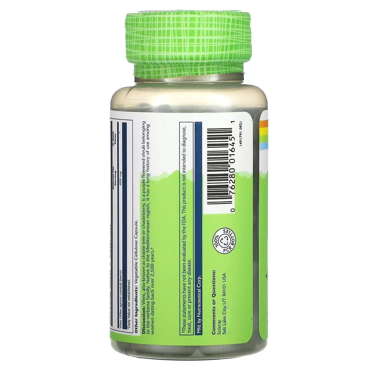 Foto 4 pulgar | Suplemento Solaray Vitex Sauzgatillo 400 Mg 100 Cápsulas Vegetales - Venta Internacional.