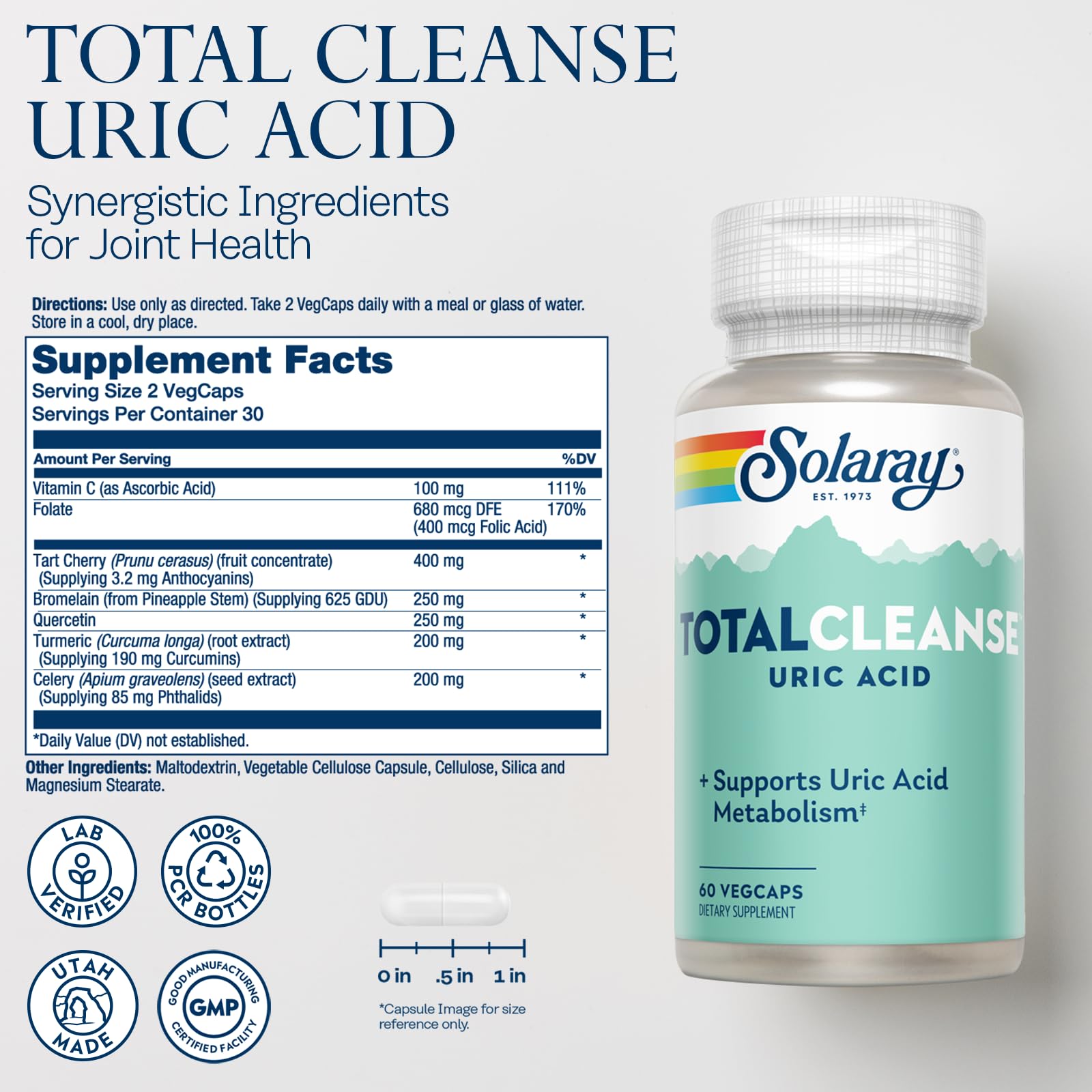 Foto 3 pulgar | Suplemento Solaray Total Cleanse Con Ácido Úrico Para La Salud De Las Articulaciones - Venta Internacional.