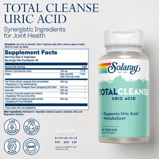Foto 2 | Suplemento Solaray Total Cleanse Con Ácido Úrico Para La Salud De Las Articulaciones - Venta Internacional.