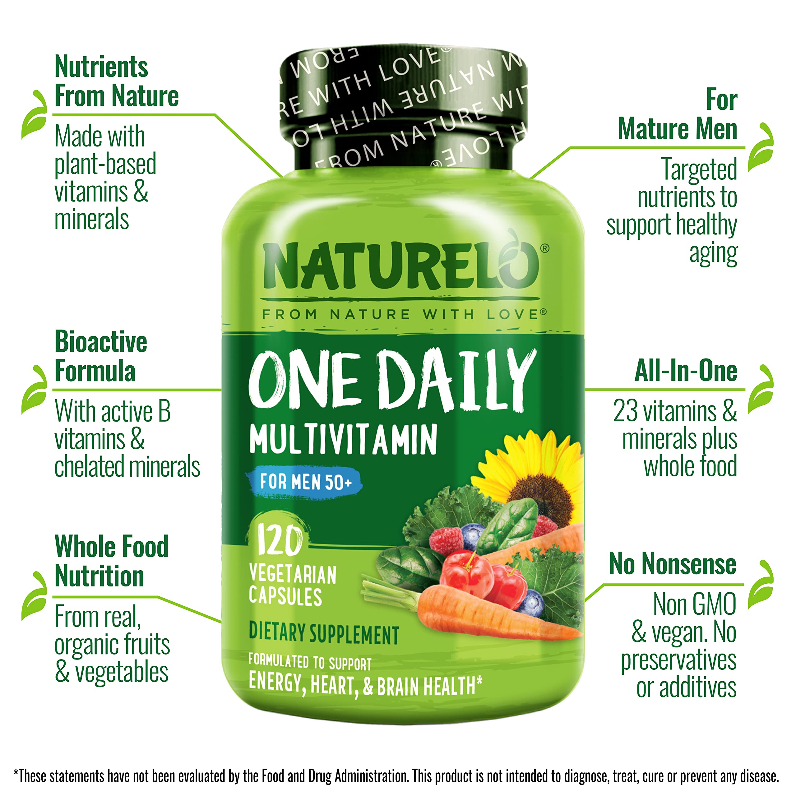 Foto 3 pulgar | Multivitamínico Naturelo Men 50+ Con Vitaminas Y Minerales 120 Cápsulas - Venta Internacional.