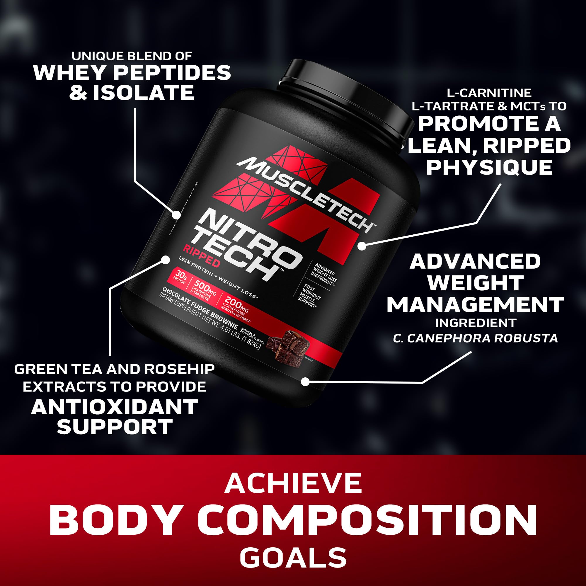 Foto 4 pulgar | Proteína En Polvo Muscletech Nitro-tech Ripped, Chocolate De 1,8 Kg - Venta Internacional.