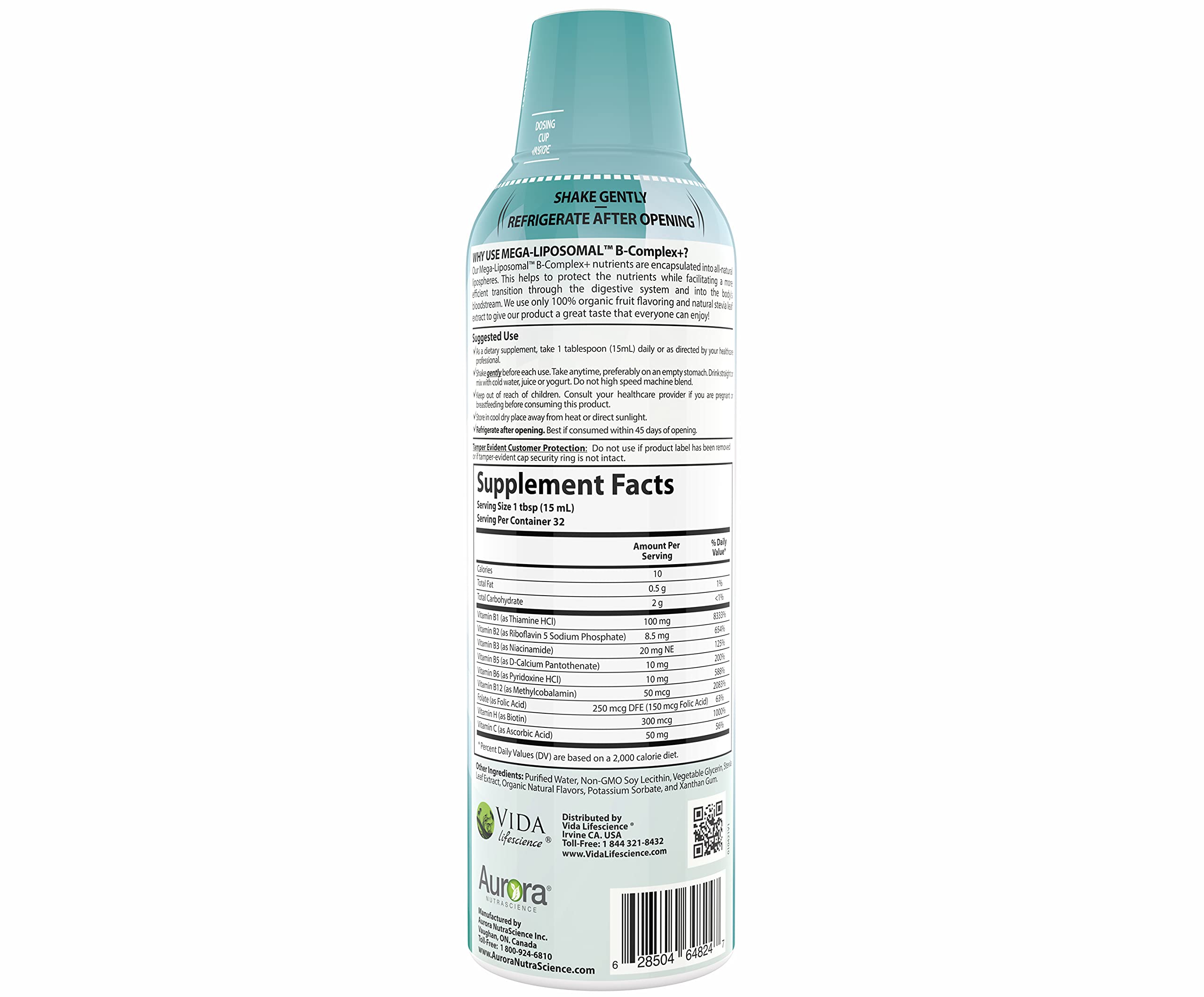 Foto 7 pulgar | Suplemento Aurora Nutrascience Megaliposomal B Complex Más Vitamina C 480 Ml - Venta Internacional.