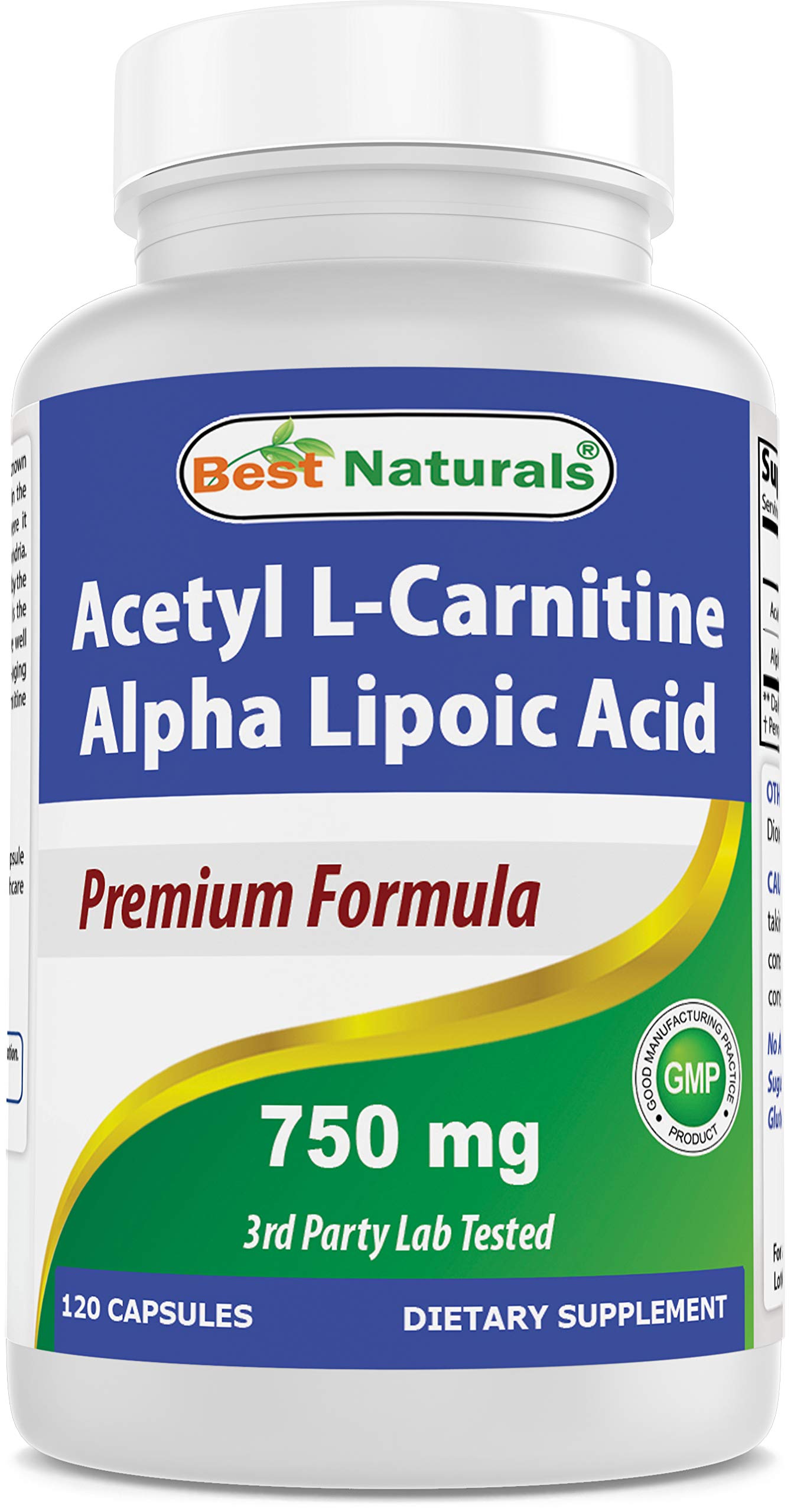 Foto 2 pulgar | Supplement Best Naturals Acetil L-carnitina Y Ácido Alfa Lipoico 750 Mg 120 Cápsulas - Venta Internacional.