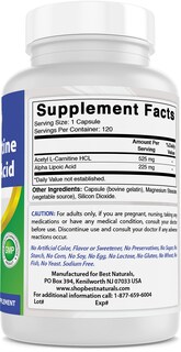 Foto 4 | Supplement Best Naturals Acetil L-carnitina Y Ácido Alfa Lipoico 750 Mg 120 Cápsulas - Venta Internacional.