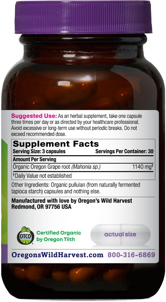 Foto 3 pulgar | Suplemento Oregon's Wild Harvest Oregon Grape 1140 Mg 90 Unidades - Venta Internacional.