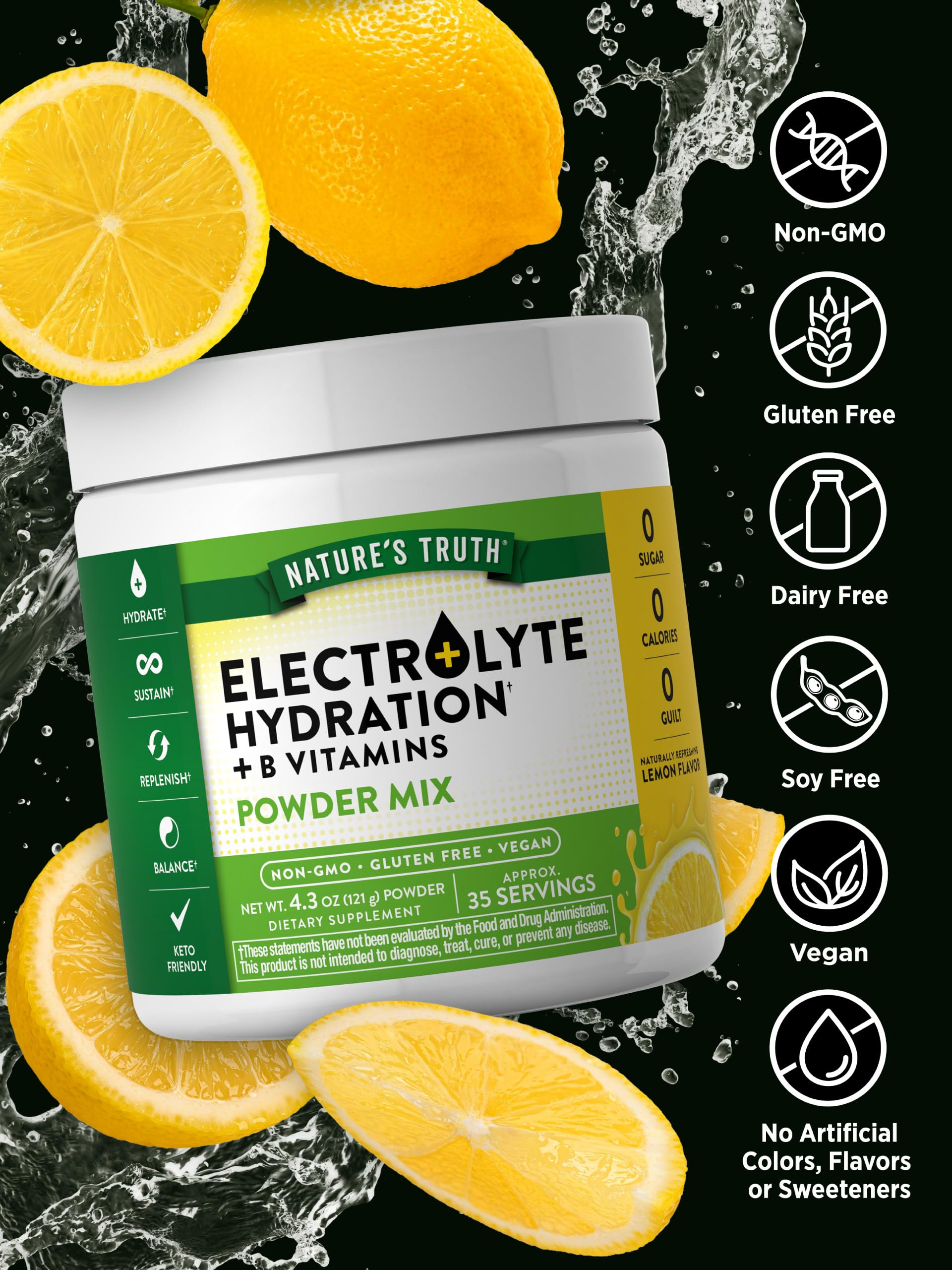 Foto 3 | Polvo Hidratante Electrolítico Nature's Truth Con Sabor A Limón - Venta Internacional.