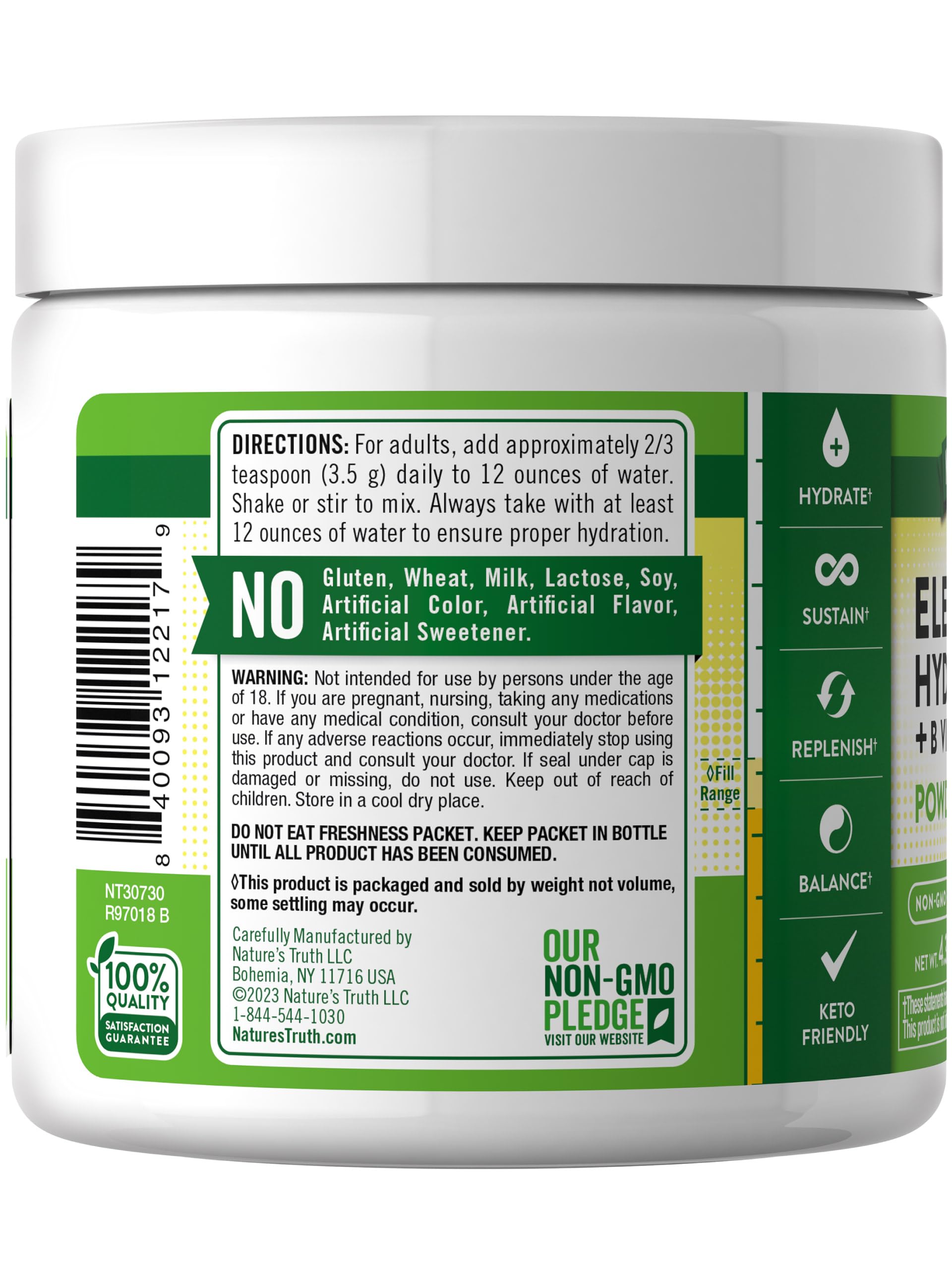 Foto 7 | Polvo Hidratante Electrolítico Nature's Truth Con Sabor A Limón - Venta Internacional.