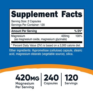 Foto 2 | Suplemento Nutricost Magnesium+ Extra Strength 420 Mg 240 Cápsulas - Venta Internacional.