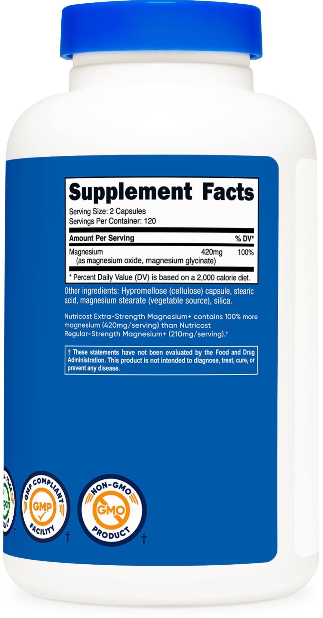 Foto 6 pulgar | Suplemento Nutricost Magnesium+ Extra Strength 420 Mg 240 Cápsulas - Venta Internacional.