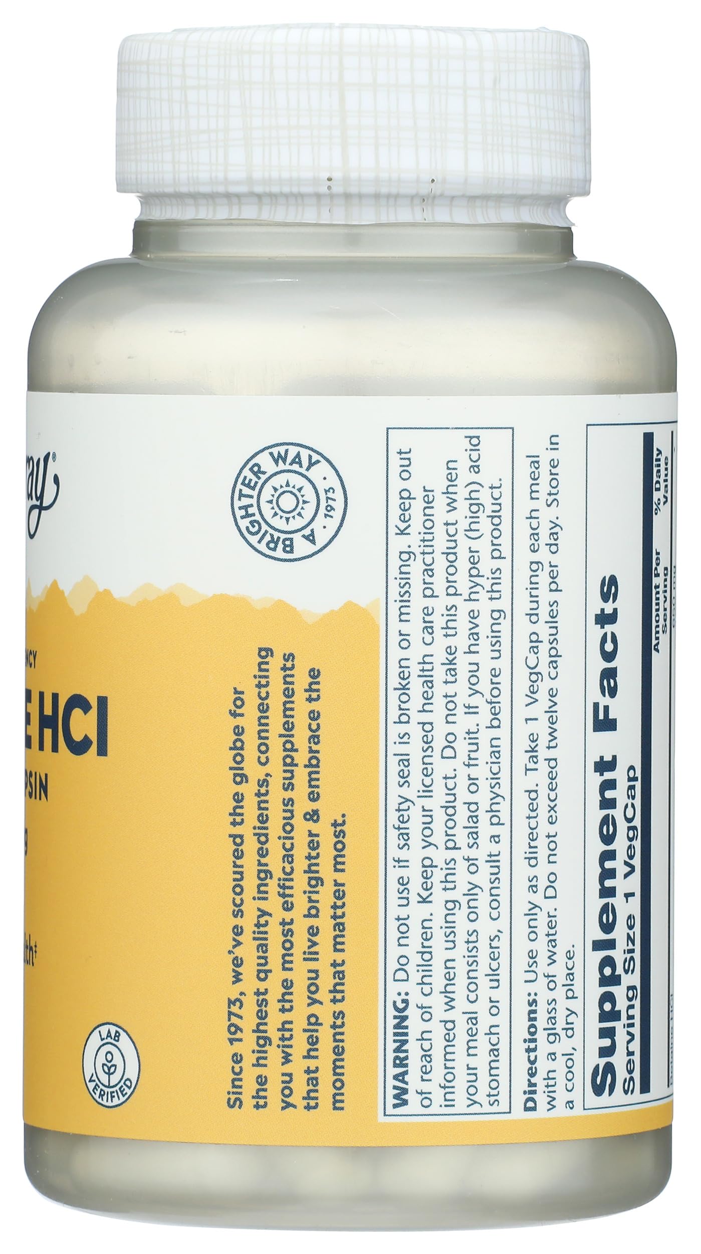 Foto 8 pulgar | Suplemento Solaray De Alta Potencia Hcl + Pepsina 650 Mg 100 Vcaps - Venta Internacional.