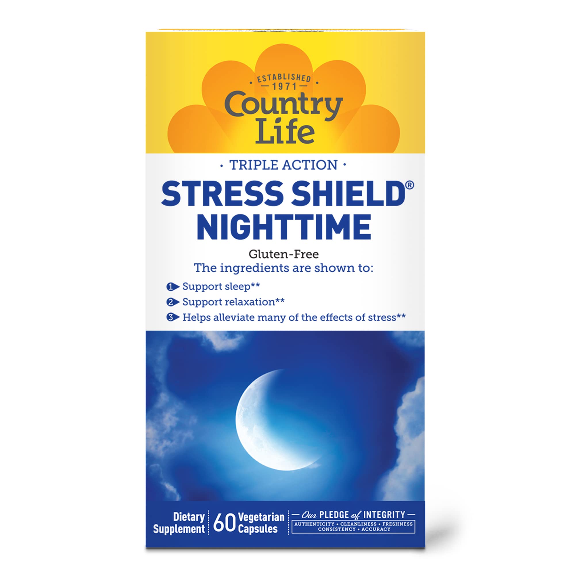 Foto 2 pulgar | Suplemento Country Life Triple-action Stress Shield 60 Cápsulas - Venta Internacional.