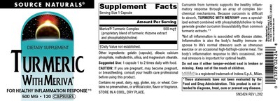 Foto 4 | Suplemento De Cúrcuma Source Naturals Con Meriva 500 Mg 120 Comprimidos - Venta Internacional.