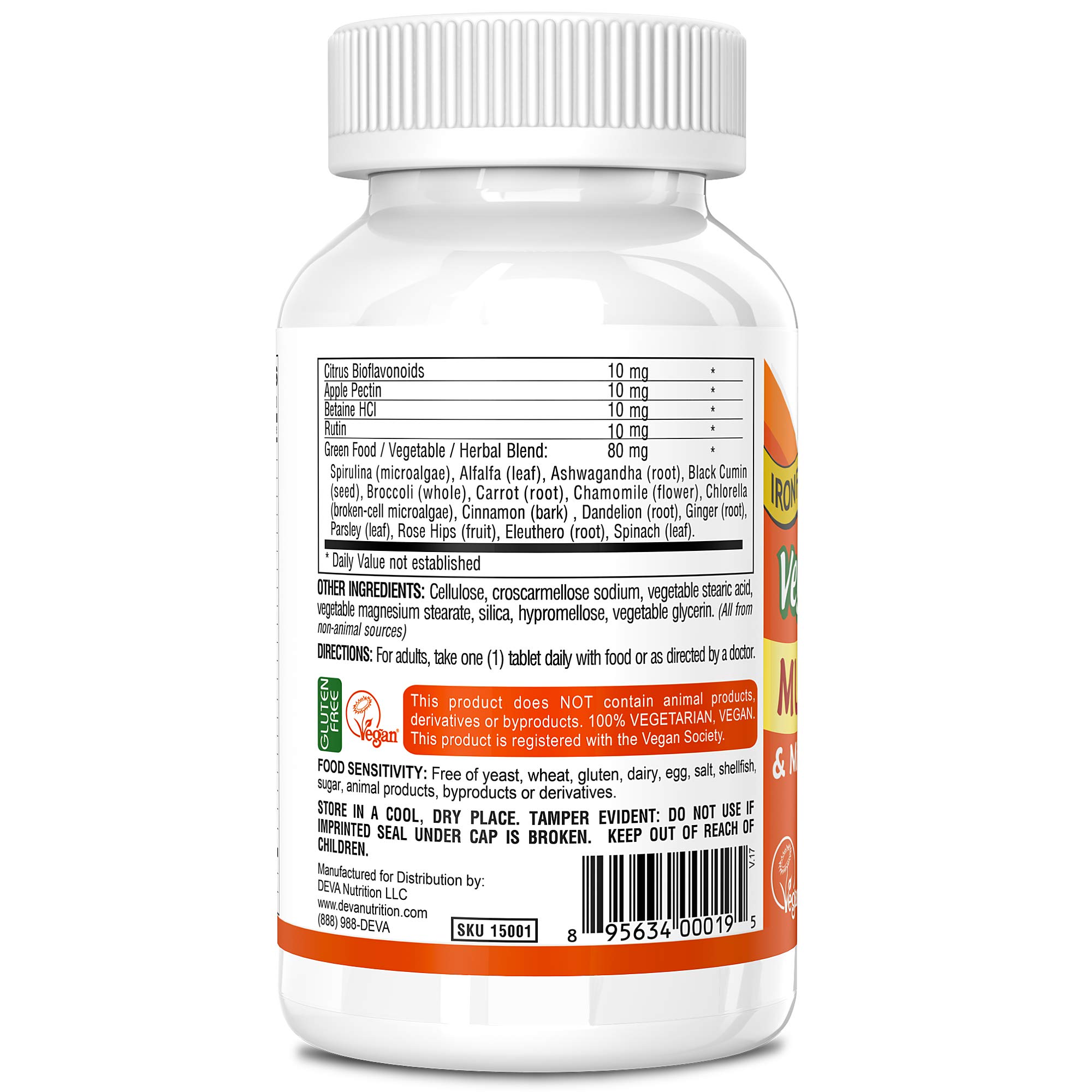 Foto 4 pulgar | Suplemento Multivitamínico Vegano Deva 90 Comprimidos Sin Hierro - Venta Internacional.