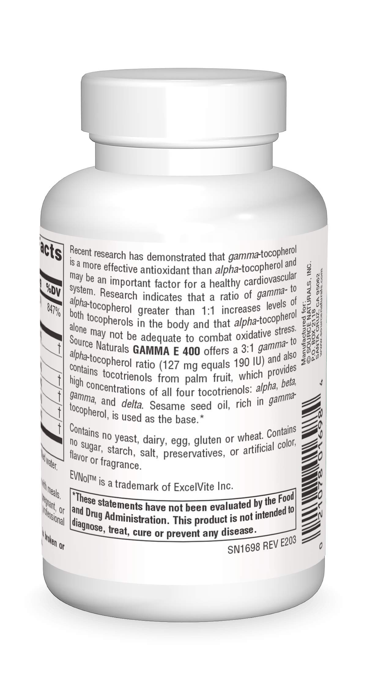 Foto 3 pulgar | Supplement Source Naturals Gamma E 400 60 Cápsulas Blandas - Venta Internacional.