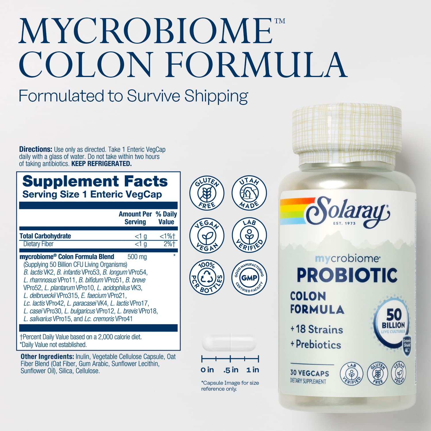 Foto 3 pulgar | Fórmula Probiótica Para El Colon Solaray Mycrobiome 50 Mil Millones De Cfu - Venta Internacional.