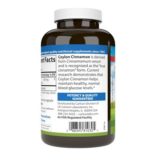 Foto 3 | Suplementos Carlson, Extracto De Canela De Ceilán, 500 Mg, 180 Cápsulas - Venta Internacional.