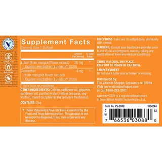 Foto 3 | Suplemento De Luteína The Vitamin Shoppe, 20 Mg, 120 Cápsulas Blandas - Venta Internacional.