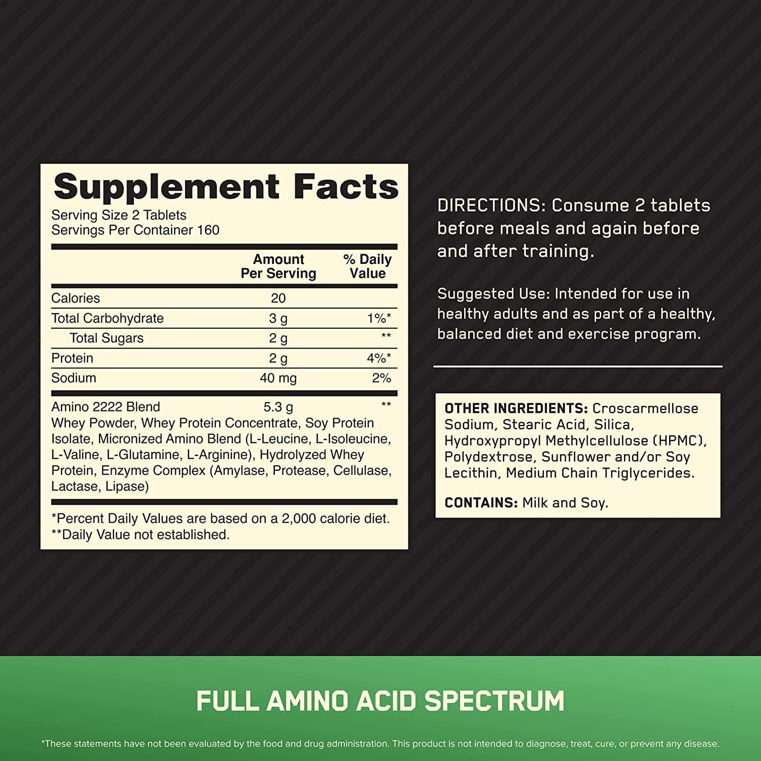 Foto 3 pulgar | Suplemento Optimum Nutrition Superior Amino 2222 Comprimidos De 320 Unidades - Venta Internacional.