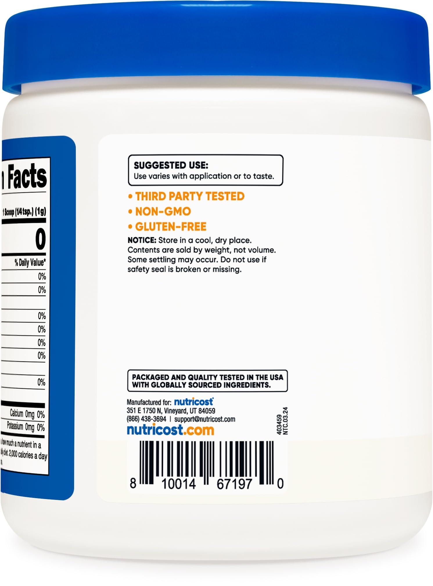 Foto 3 | Polvo De Ácido Málico Nutricost, 454 G, Sin Gluten Y Sin Ogm - Venta Internacional.