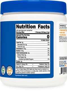 Foto 4 | Polvo De Ácido Málico Nutricost, 454 G, Sin Gluten Y Sin Ogm - Venta Internacional.
