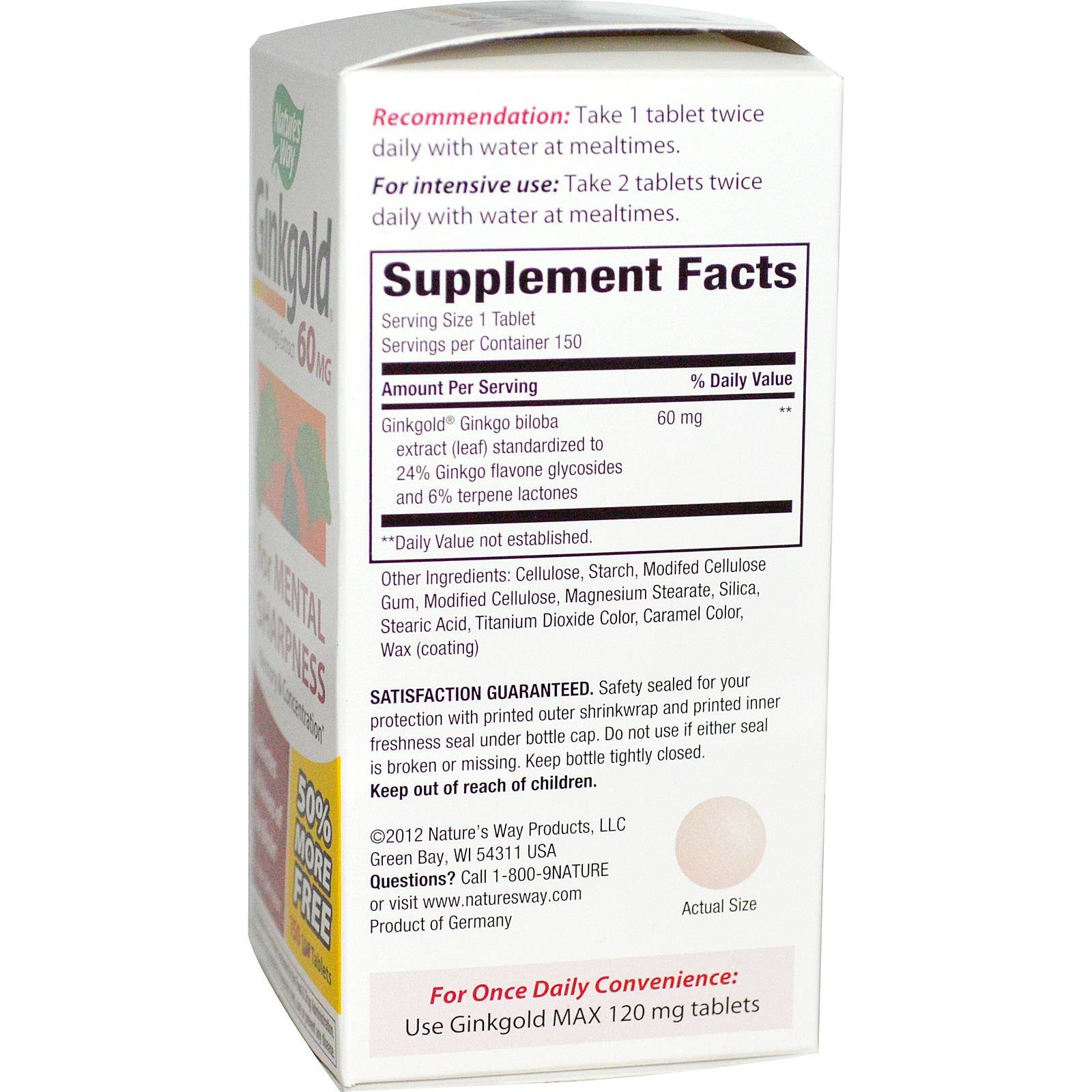 Foto 3 pulgar | Suplemento Nature's Way Ginkgold 150 Comprimidos - Venta Internacional.