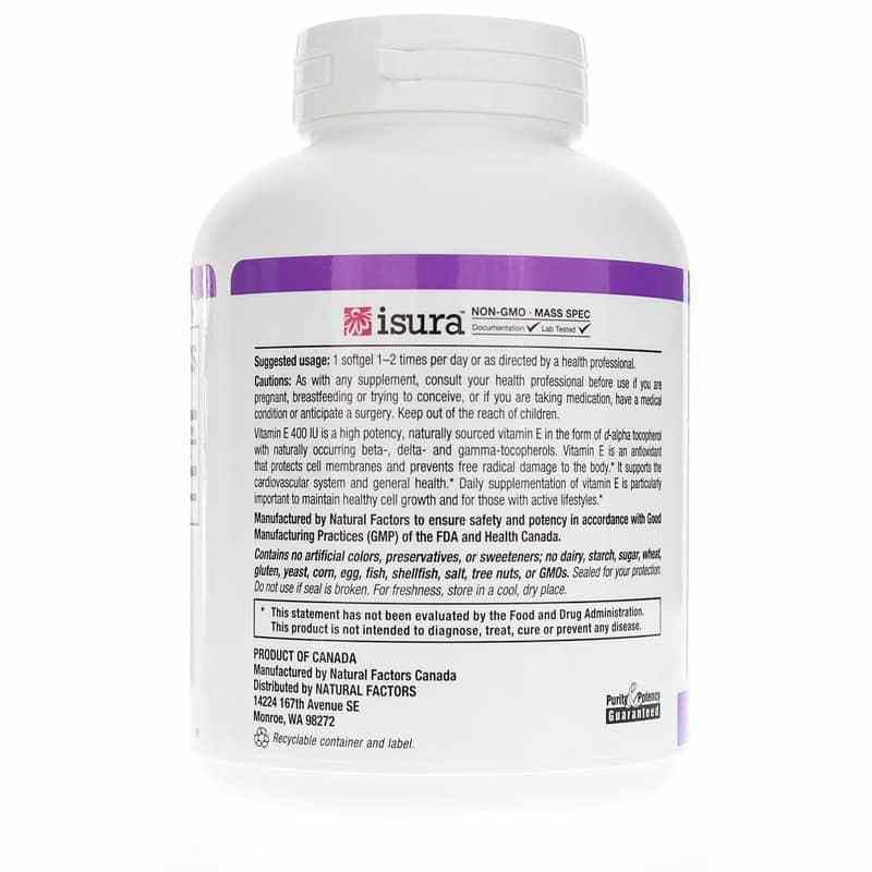 Foto 4 pulgar | Suplemento Natural Factors, Mezcla De Vitamina E, 400 Ui, 240 Cápsulas Blandas - Venta Internacional.