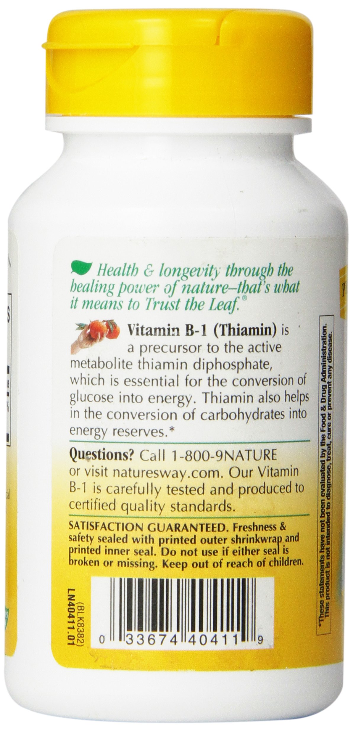 Foto 3 pulgar | Suplemento Nature's Way B-1 100 Mg 100 Cápsulas - Venta Internacional.