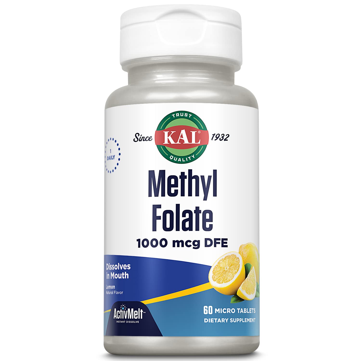 Foto 2 pulgar | Suplemento De Folato De Metilo Kal 1000 Mcg 5-mthf 60 Tabletas - Venta Internacional.